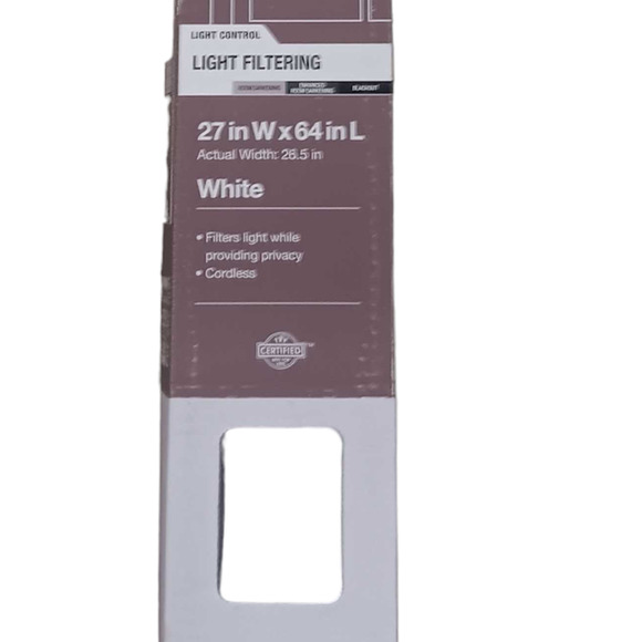 White Cordless Light Filtering 1 in. Slats Vinyl Mini Blind - 27"W x 64"L - Picture 3 of 4